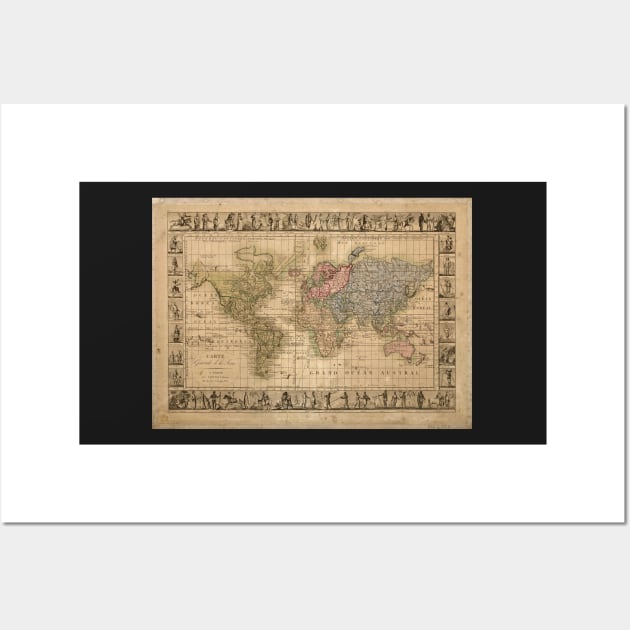 Mapas-múndi Carte Générale de la Terre Vintage Maps Wall Art by SusanaDesigns